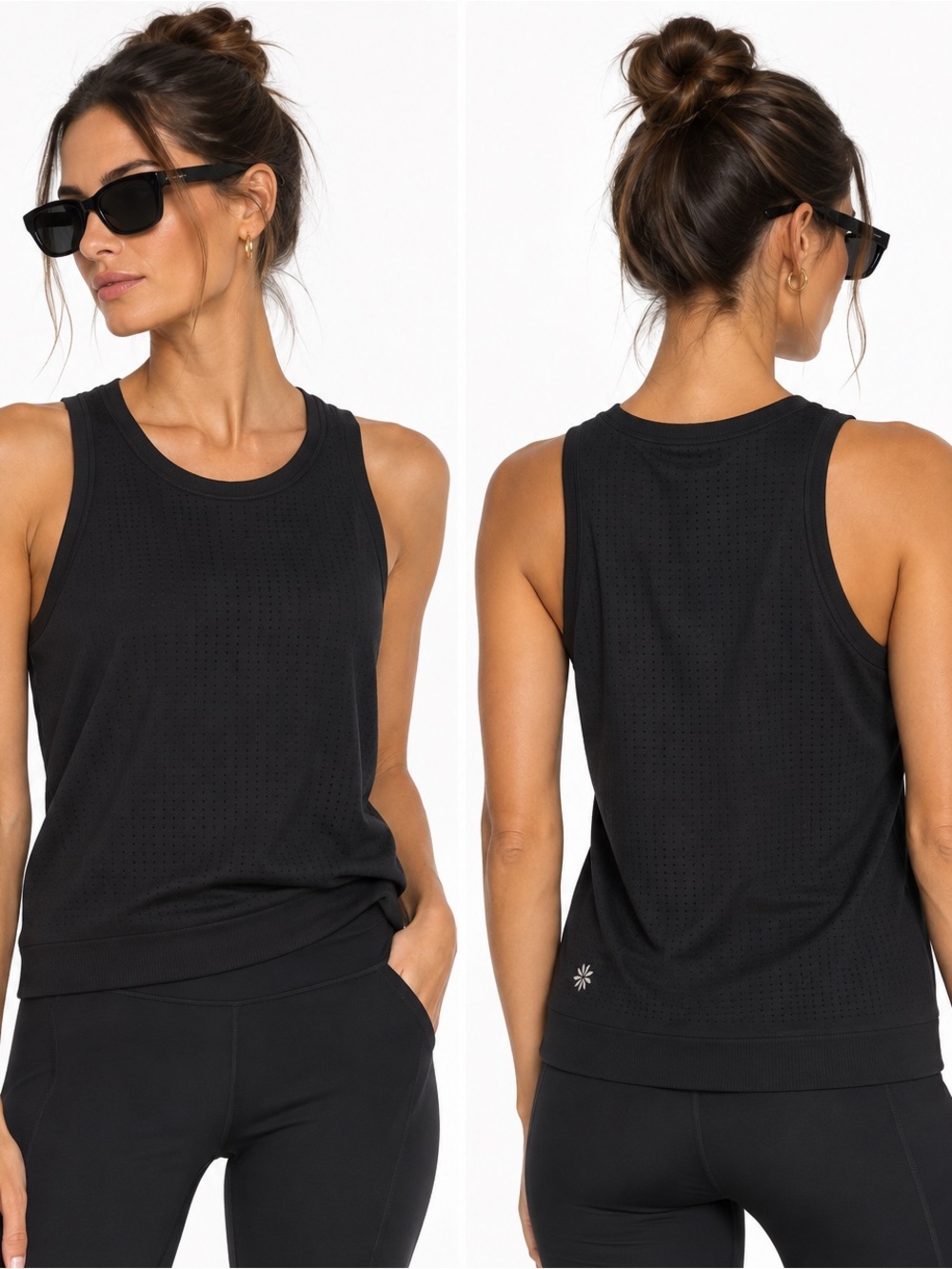 Athleta Black Seamless Perforated Athletic Tank Top Size S